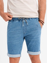 Ombre Clothing Shorts di jeans da uomo con risvolto - blu chiaro