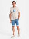 Ombre Clothing Shorts di jeans da uomo con risvolto - blu chiaro