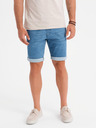 Ombre Clothing Shorts di jeans da uomo con risvolto - blu chiaro