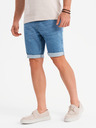 Ombre Clothing Shorts di jeans da uomo con risvolto - blu chiaro