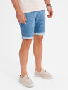 Ombre Clothing Shorts di jeans da uomo con risvolto - blu chiaro