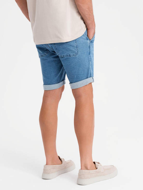 Ombre Clothing Shorts di jeans da uomo con risvolto - blu chiaro
