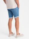 Ombre Clothing Shorts di jeans da uomo con risvolto - blu chiaro