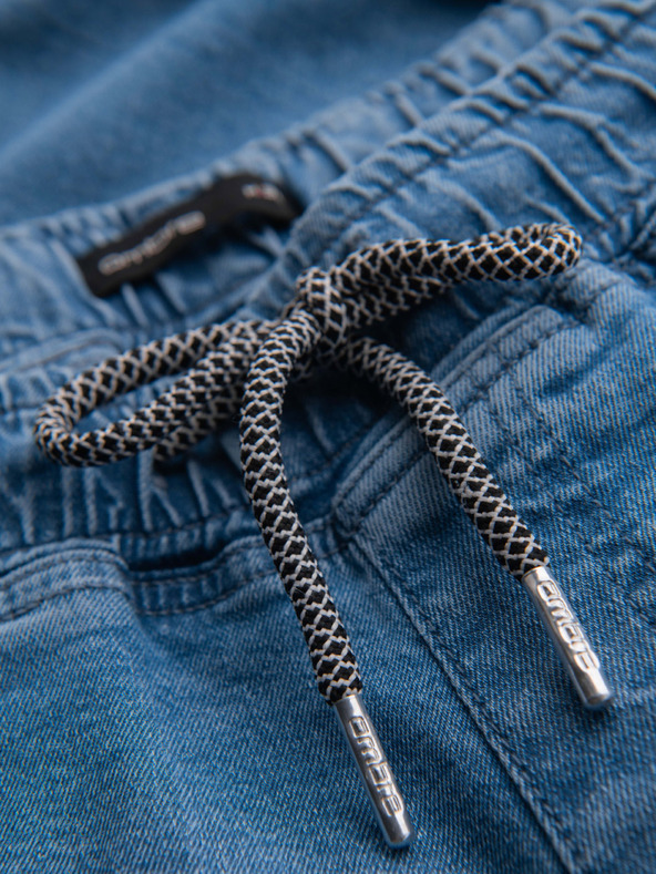 Ombre Clothing Shorts di jeans da uomo con risvolto - blu chiaro