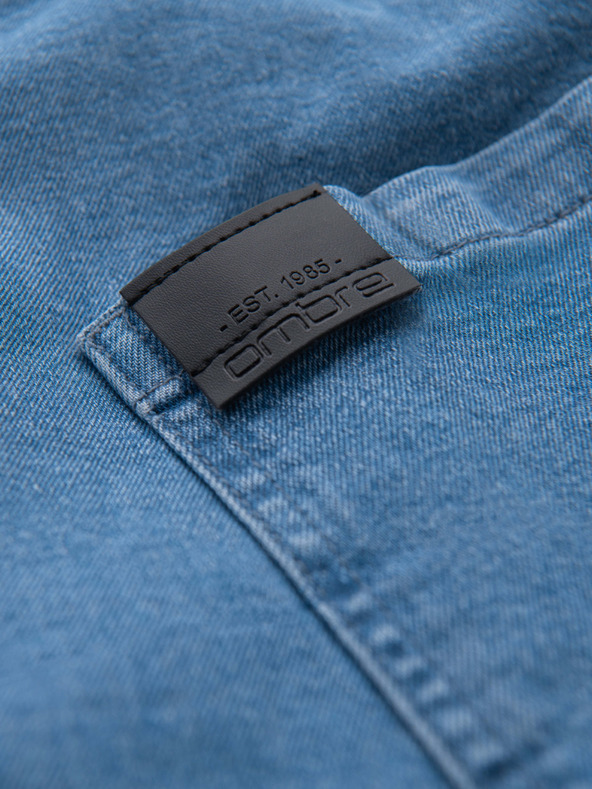 Ombre Clothing Shorts di jeans da uomo con risvolto - blu chiaro