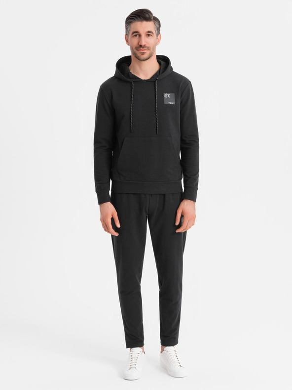 Ombre Clothing Set felpa con cappuccio + pantaloni da uomo - nero