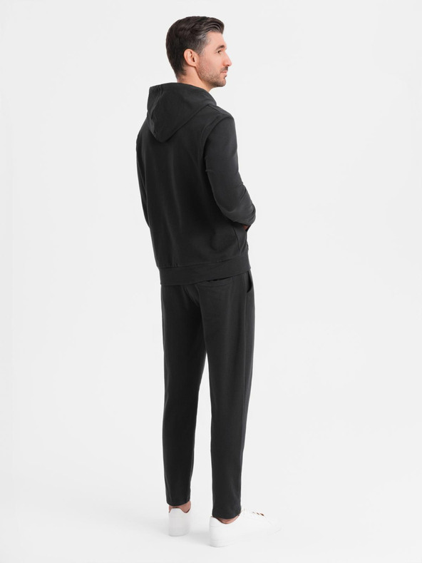 Ombre Clothing Set felpa con cappuccio + pantaloni da uomo - nero