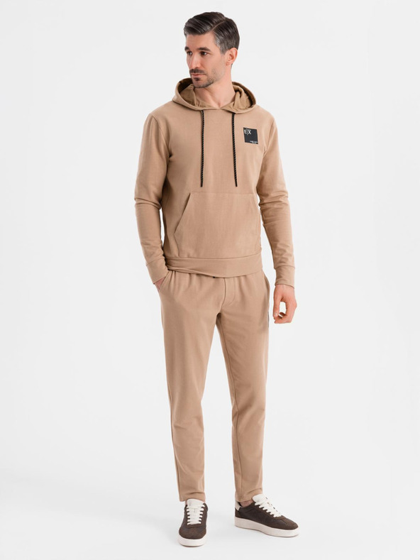 Ombre Clothing Set felpa con cappuccio + pantaloni da uomo - marrone