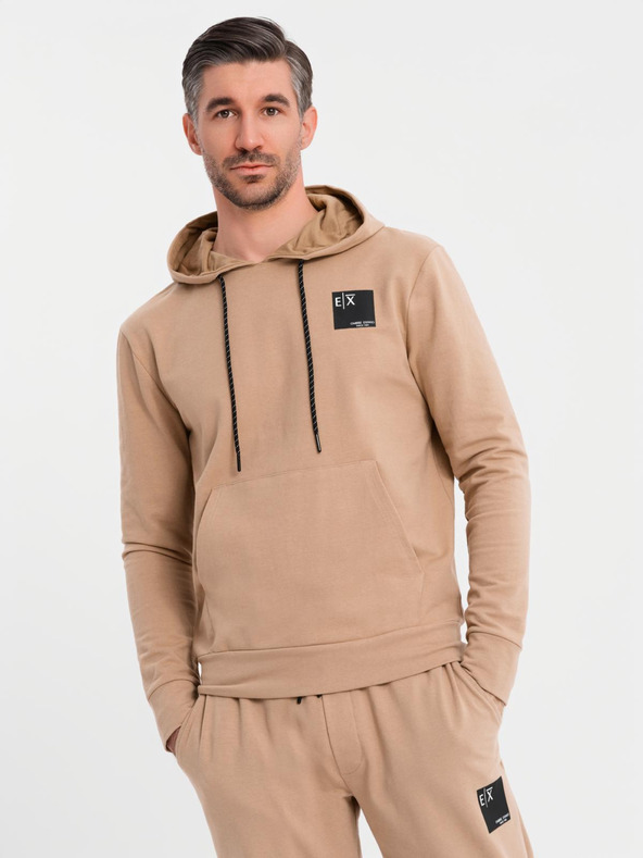 Ombre Clothing Set felpa con cappuccio + pantaloni da uomo - marrone