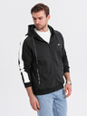 Ombre Clothing Felpa con cappuccio e zip con bordi da uomo - nera