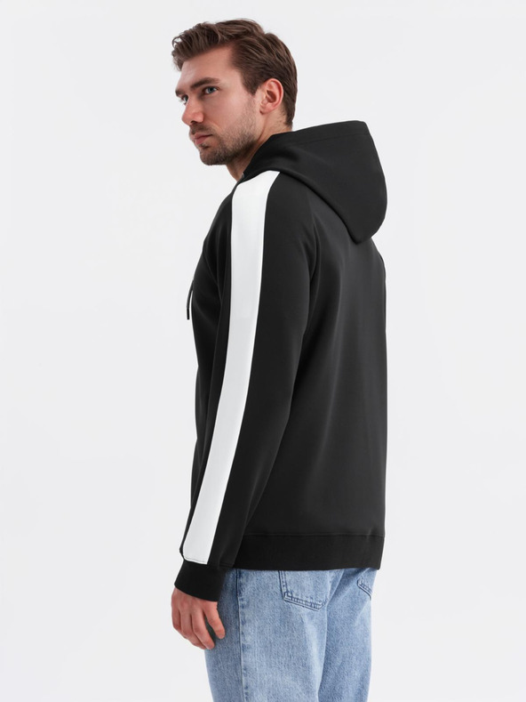 Ombre Clothing Felpa con cappuccio e zip con bordi da uomo - nera