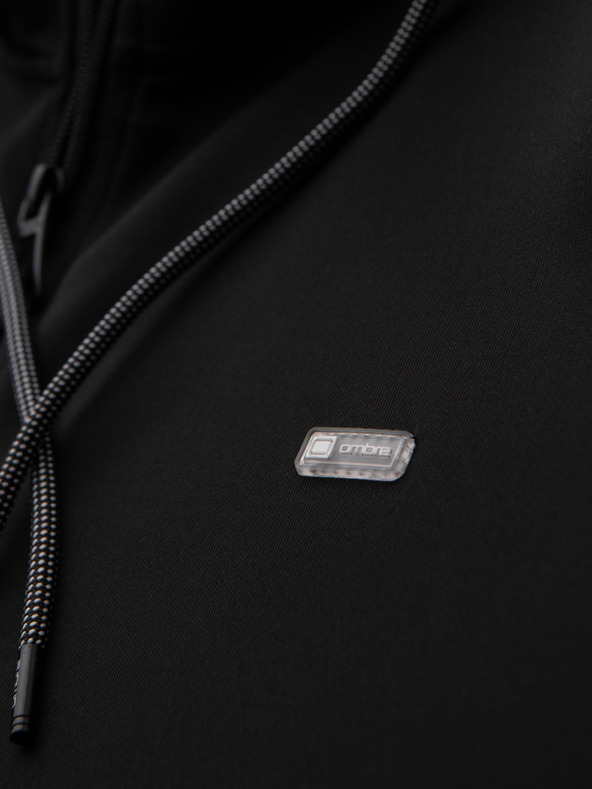 Ombre Clothing Felpa con cappuccio e zip con bordi da uomo - nera