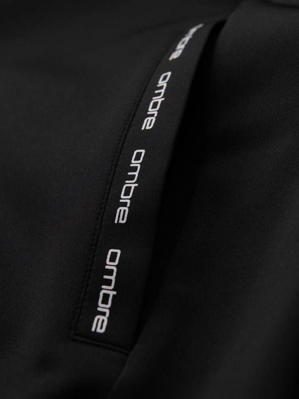 Ombre Clothing Felpa con cappuccio e zip con bordi da uomo - nera