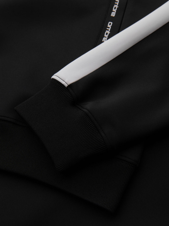 Ombre Clothing Felpa con cappuccio e zip con bordi da uomo - nera