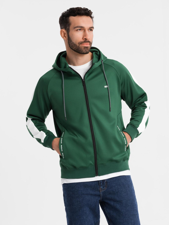 Ombre Clothing Felpa con cappuccio e bordi da uomo - verde scuro