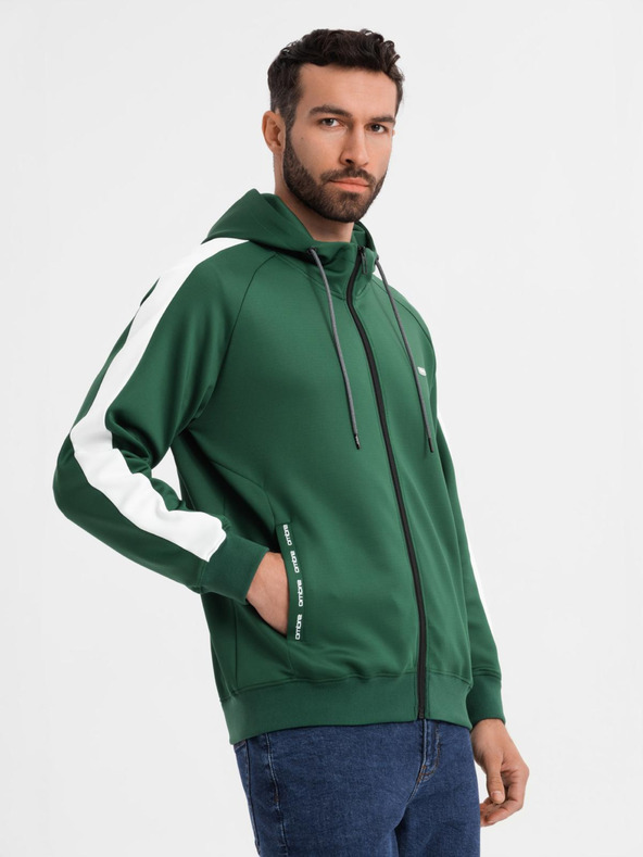 Ombre Clothing Felpa con cappuccio e bordi da uomo - verde scuro