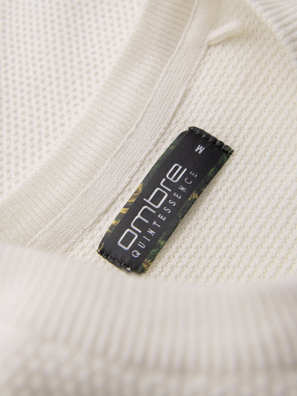 Ombre Clothing Maglia in maglia da uomo con texture sottile - bianca