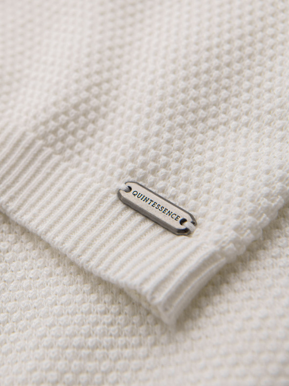 Ombre Clothing Maglia in maglia da uomo con texture sottile - bianca