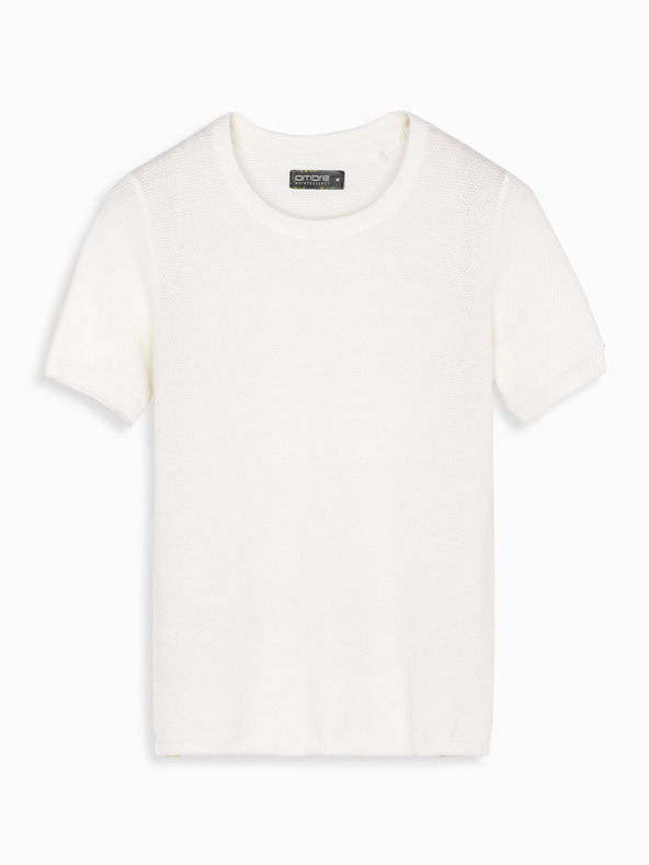 Ombre Clothing Maglia in maglia da uomo con texture sottile - bianca