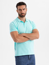 Ombre Clothing Polo in cotone con tessuto piquet - blu