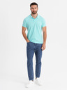Ombre Clothing Polo in cotone con tessuto piquet - blu