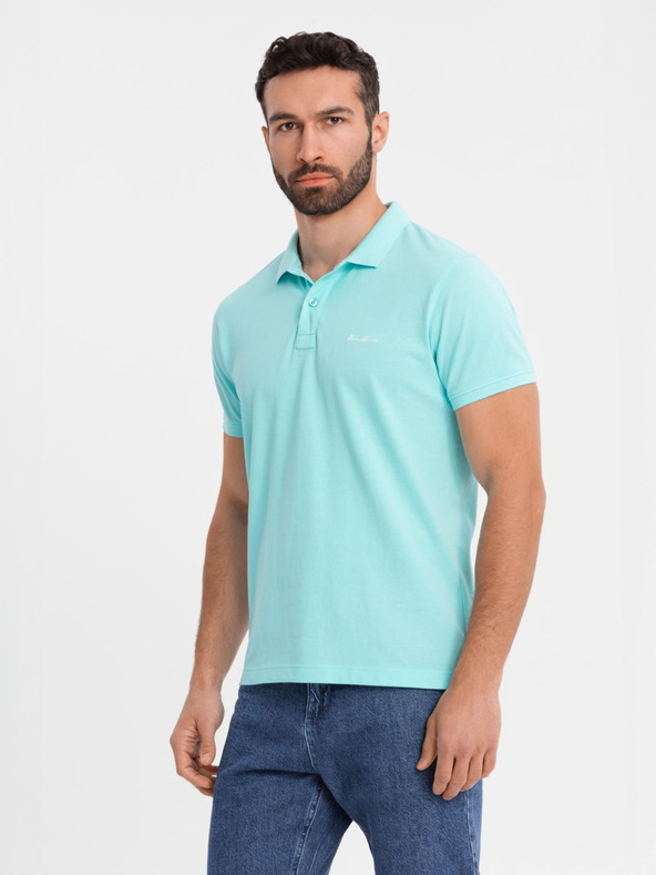 Ombre Clothing Polo in cotone con tessuto piquet - blu