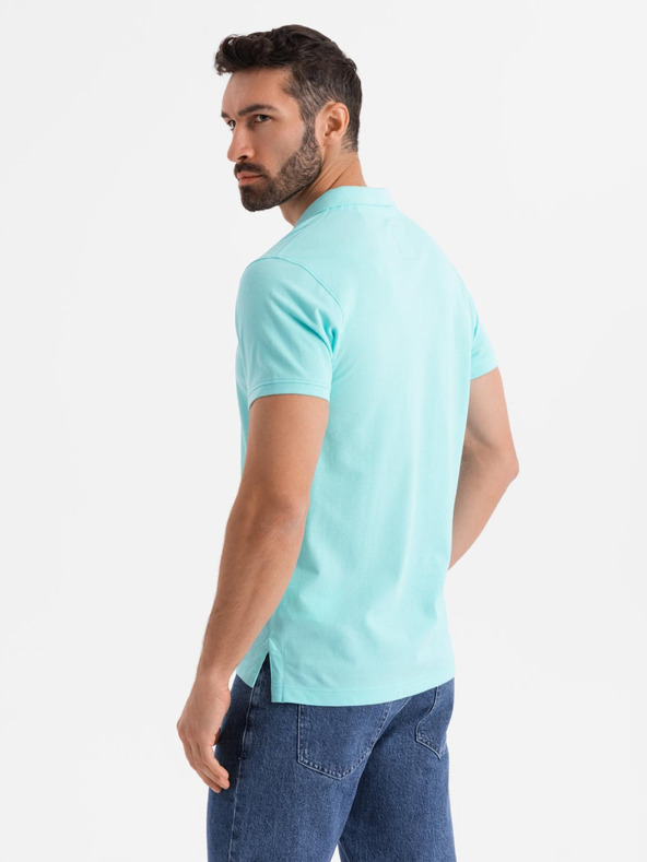 Ombre Clothing Polo in cotone con tessuto piquet - blu