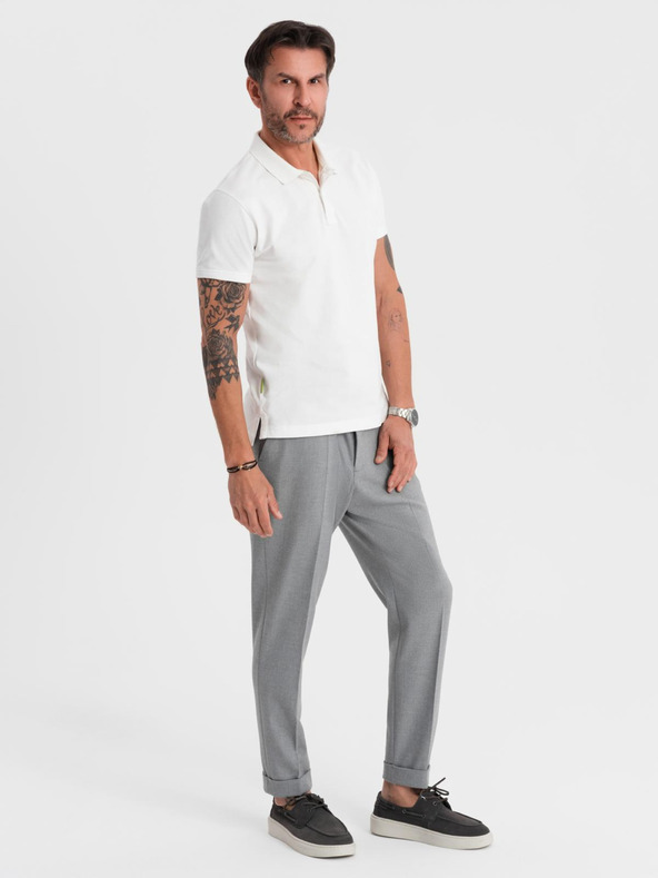 Ombre Clothing Polo in cotone con tessuto piquet - crema