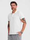 Ombre Clothing Polo in cotone con tessuto piquet - crema