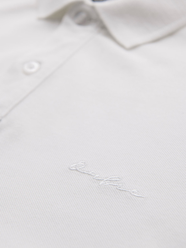 Ombre Clothing Polo in cotone con tessuto piquet - crema