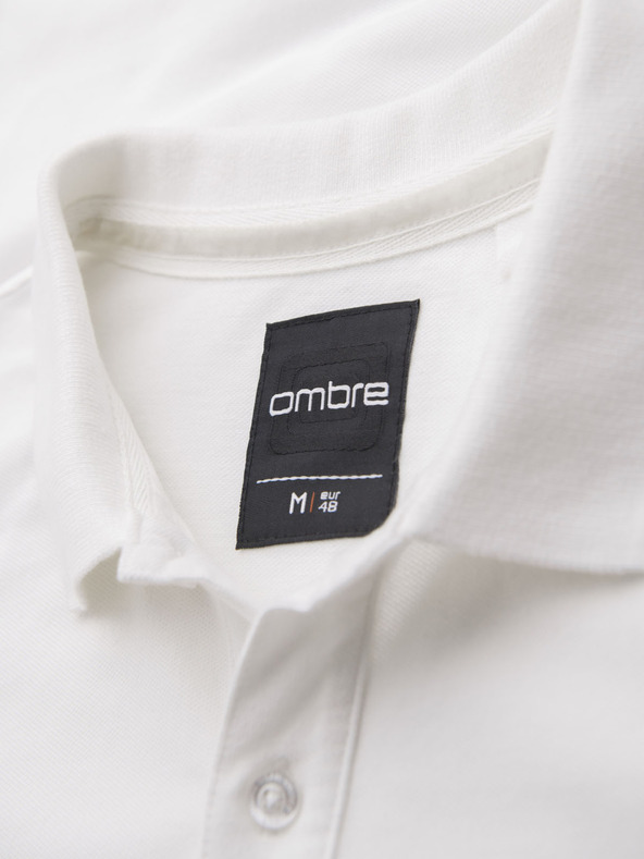 Ombre Clothing Polo in cotone con tessuto piquet - crema