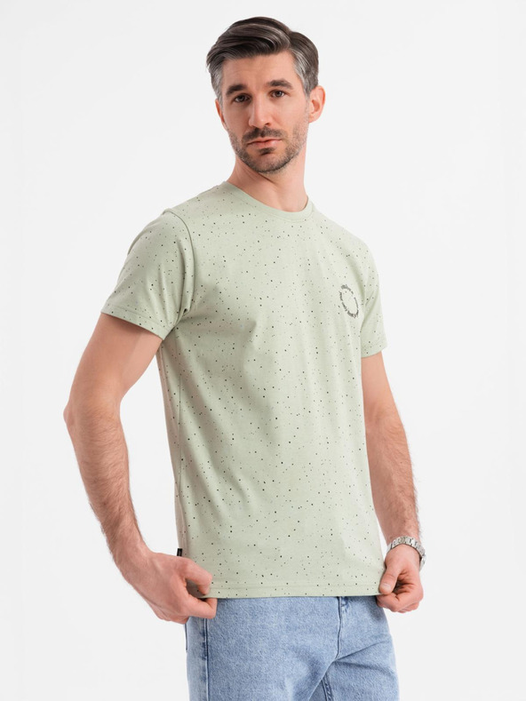 Ombre Clothing Maglietta in cotone da uomo con stampa e scollo rotondo - menta