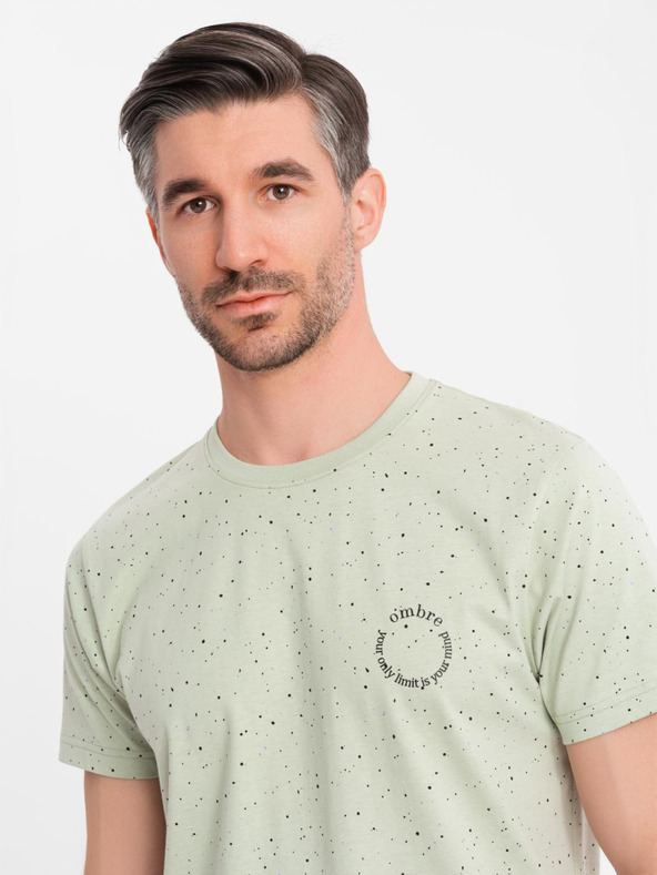 Ombre Clothing Maglietta in cotone da uomo con stampa e scollo rotondo - menta