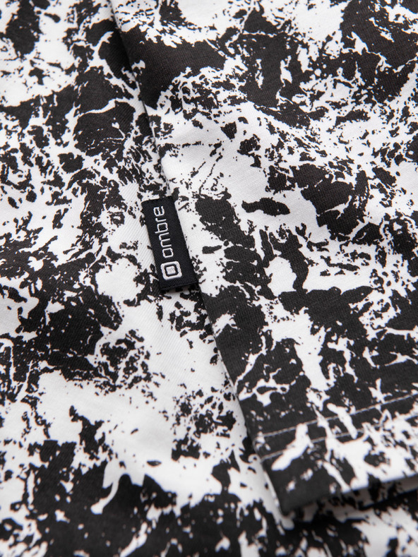 Ombre Clothing Maglietta in cotone da uomo a motivi con maniche corte - bianca e nera