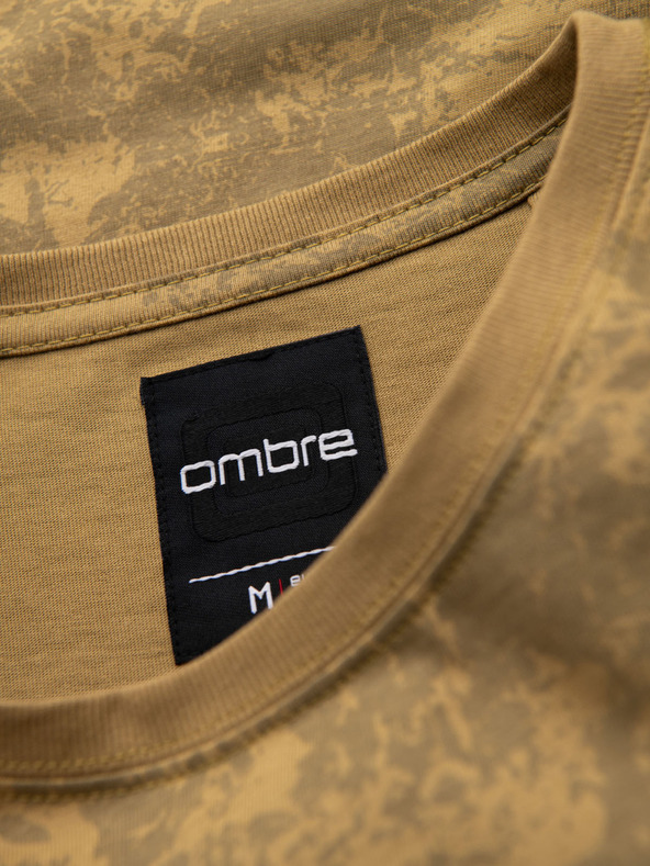 Ombre Clothing Maglietta in cotone da uomo a motivi con maniche corte - verde oliva