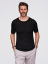 Ombre Clothing Maglione da uomo con scollo rotondo e maniche corte - nero