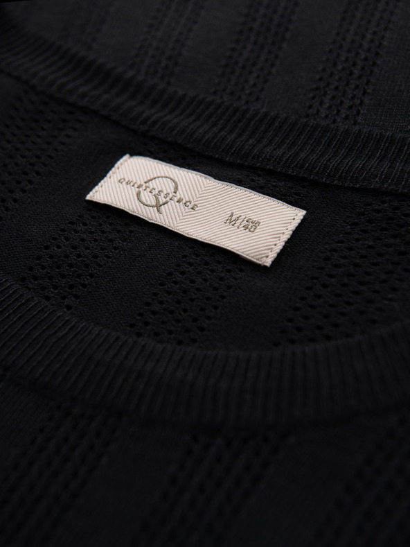 Ombre Clothing Maglione da uomo con scollo rotondo e maniche corte - nero