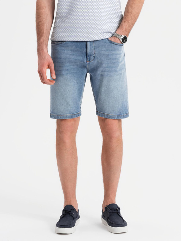 Ombre Clothing Shorts di jeans da uomo taglio classico - blu chiaro