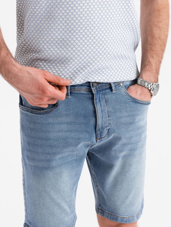 Ombre Clothing Shorts di jeans da uomo taglio classico - blu chiaro