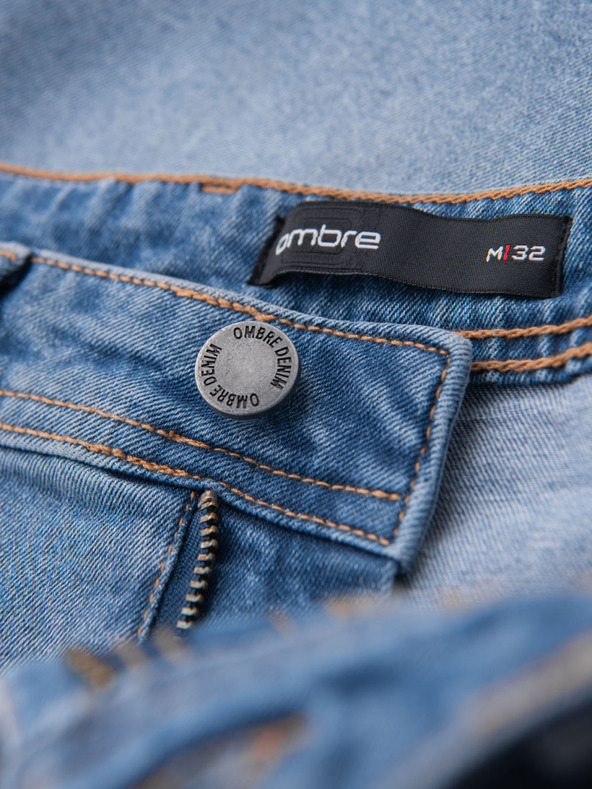 Ombre Clothing Shorts di jeans da uomo taglio classico - blu chiaro