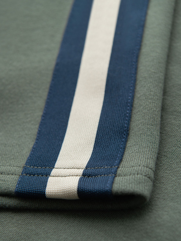 Ombre Clothing Shorts in felpa da uomo con bordo e fascia a coste - verde oliva