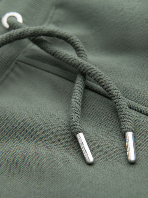 Ombre Clothing Shorts in felpa da uomo con bordo e fascia a coste - verde oliva