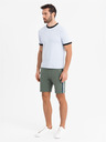 Ombre Clothing Shorts in felpa da uomo con bordo e fascia a coste - verde oliva