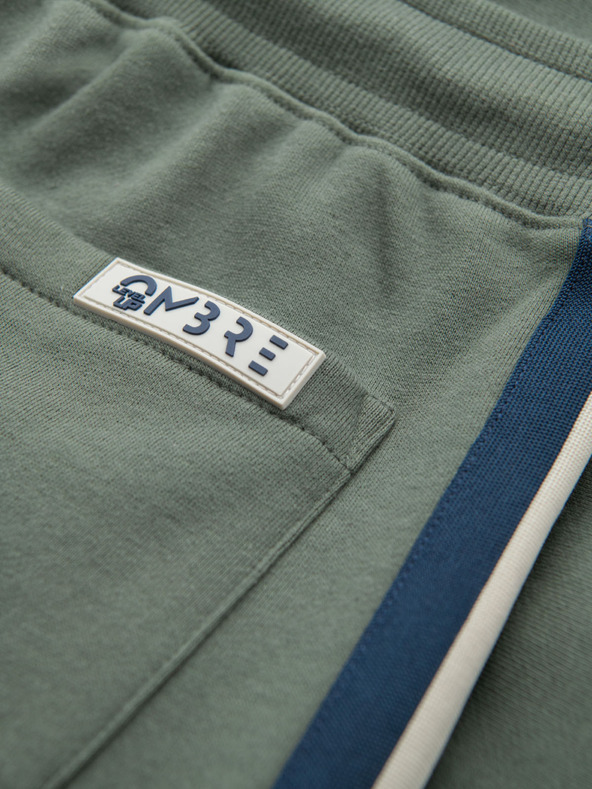 Ombre Clothing Shorts in felpa da uomo con bordo e fascia a coste - verde oliva