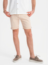 Ombre Clothing Shorts di jeans da uomo con orlo arrotolato - color crema