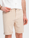 Ombre Clothing Shorts di jeans da uomo con orlo arrotolato - color crema