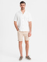 Ombre Clothing Shorts di jeans da uomo con orlo arrotolato - color crema