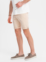 Ombre Clothing Shorts di jeans da uomo con orlo arrotolato - color crema