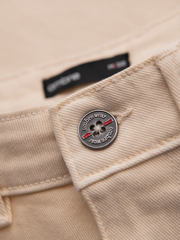 Ombre Clothing Shorts di jeans da uomo con orlo arrotolato - color crema