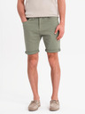 Ombre Clothing Shorts di jeans classici da uomo con orlo arrotolato - verde oliva chiaro